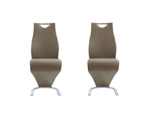 Set Of 2 Cappucino And Light Cappucino Z Style Design Dining Chairs With Metalic Base And Seat Back Handle