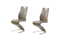 Set Of 2 Cappucino And Light Cappucino Z Style Design Dining Chairs With Metalic Base And Seat Back Handle