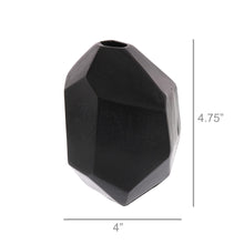 Modern Dark Charcoal Finish Faceted Metal Vase