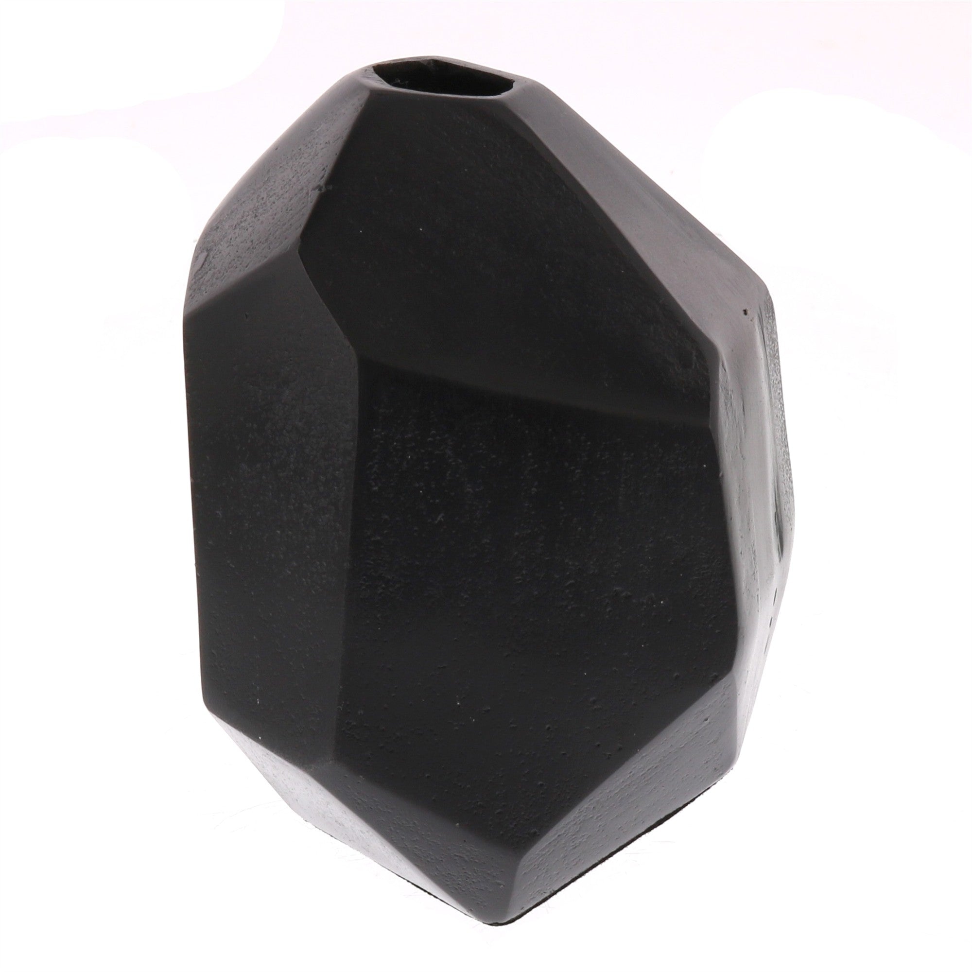 Modern Dark Charcoal Finish Faceted Metal Vase
