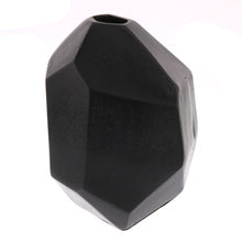 Modern Dark Charcoal Finish Faceted Metal Vase