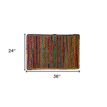 Rainbow Colors Jute Rag Braided Scatter Rug - 2' x 3'