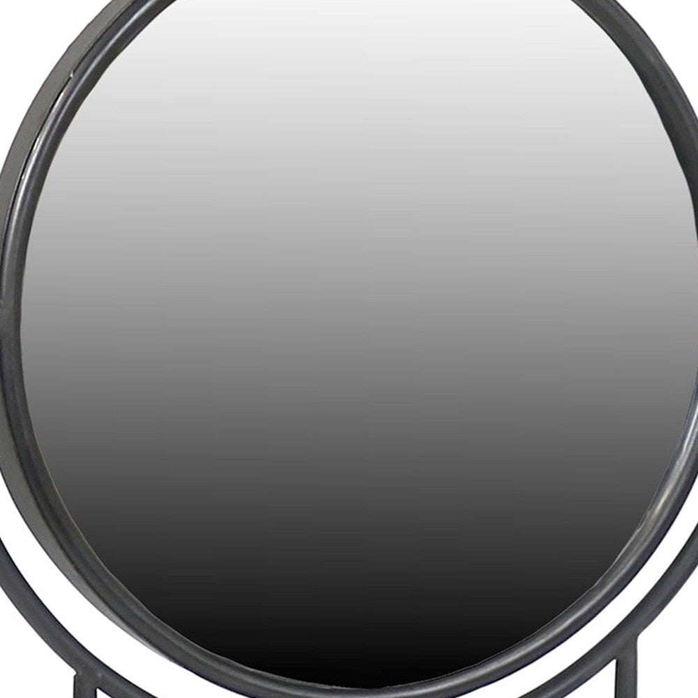 Espejo de tocador redondo de pie de sobremesa negro