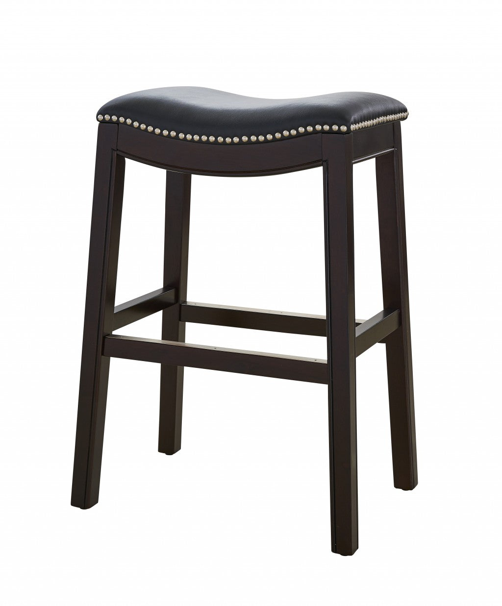 Taburete de bar de 25" estilo silla de montar negro y café expreso con altura de mostrador