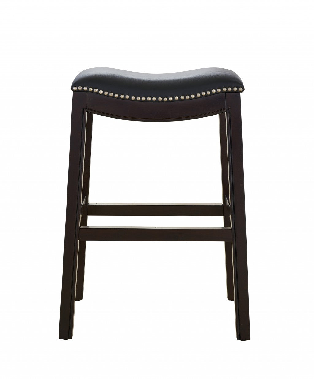 Taburete de bar de 25" estilo silla de montar negro y café expreso con altura de mostrador