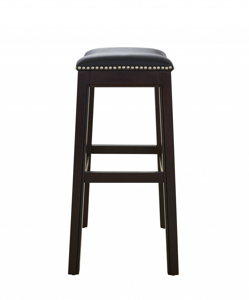 Taburete de bar de 25" estilo silla de montar negro y café expreso con altura de mostrador