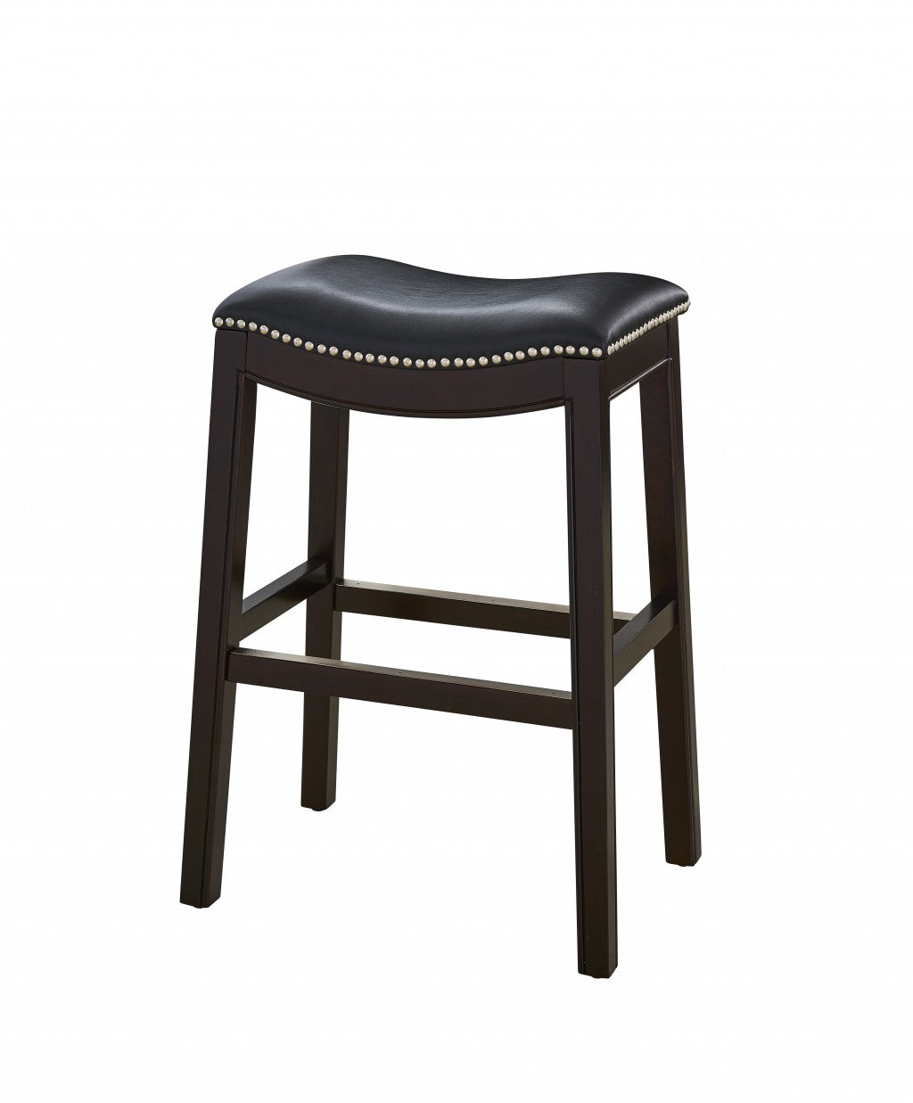 Taburete de bar de 25" estilo silla de montar negro y café expreso con altura de mostrador