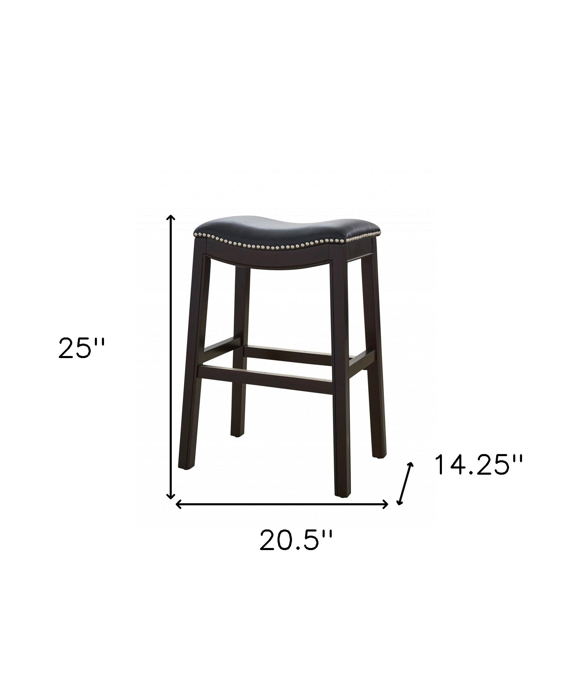 Taburete de bar de 25" estilo silla de montar negro y café expreso con altura de mostrador