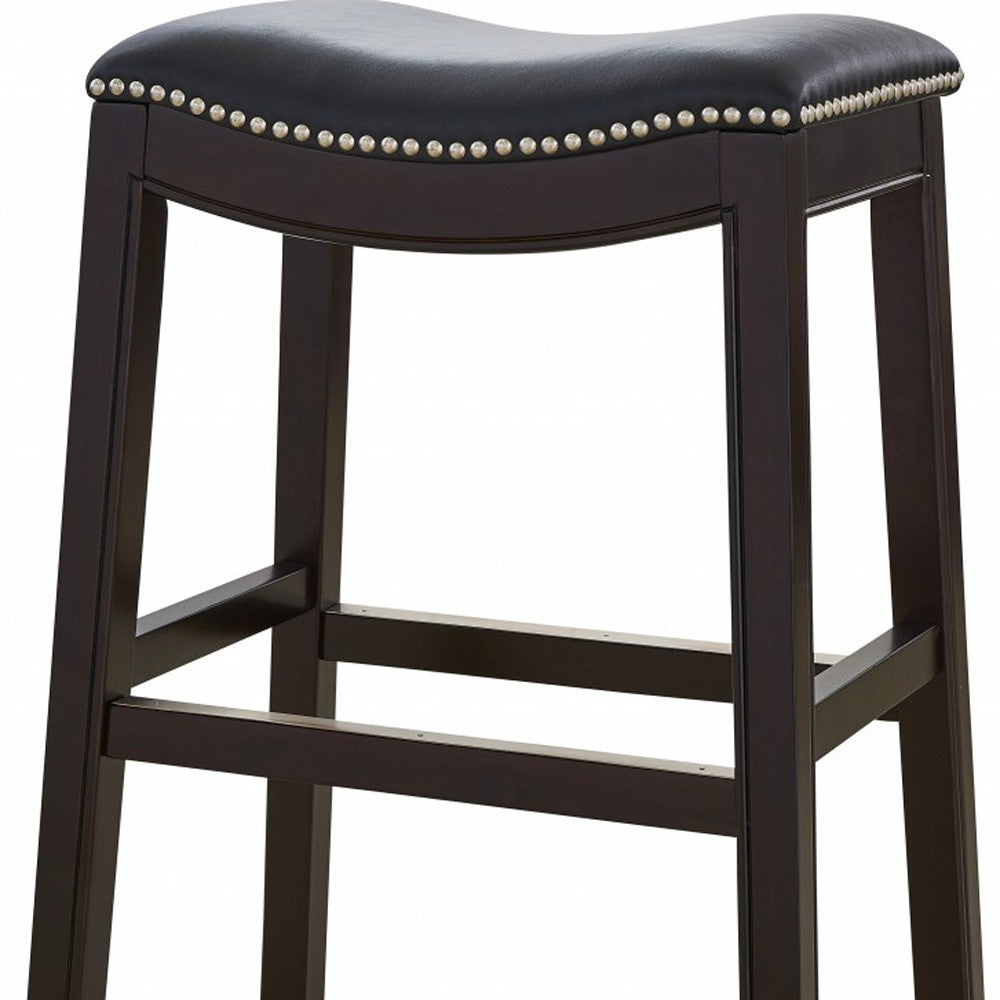 Taburete de bar de 25" estilo silla de montar negro y café expreso con altura de mostrador