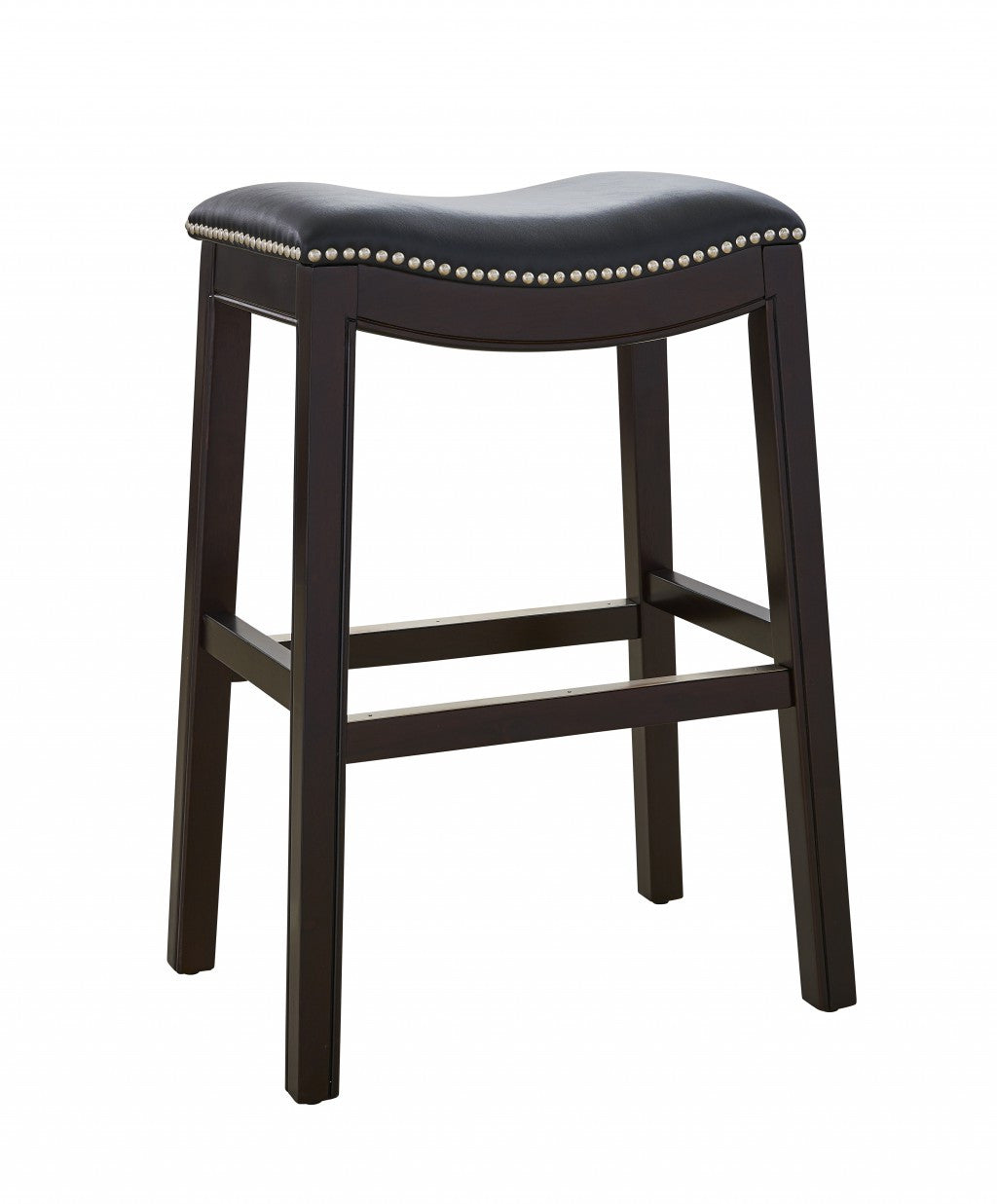 Taburete de bar de 25" estilo silla de montar negro y café expreso con altura de mostrador