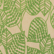 8' Sand And Lime Green Leaves Indoor Outdoor Runner Rug