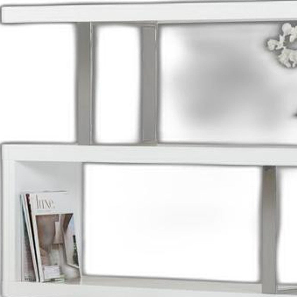 159" White Stainless Steel Four Tier Geometric Bookcase