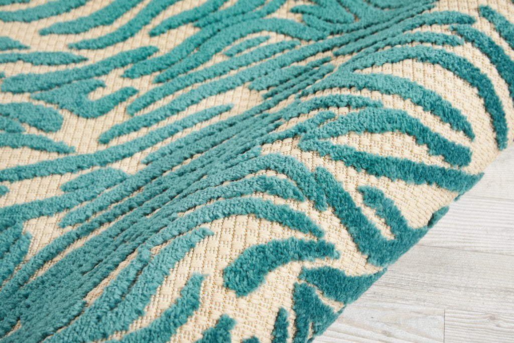 3' X 4'  Aqua Abstract Indoor Outdoor Area Rug