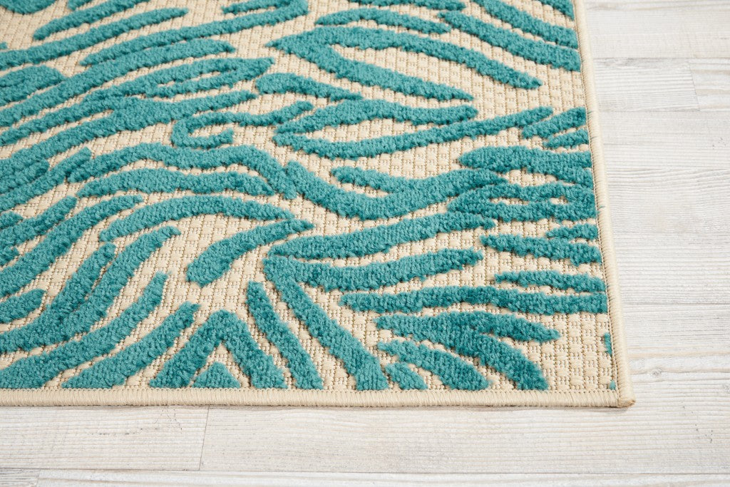 3' X 4'  Aqua Abstract Indoor Outdoor Area Rug