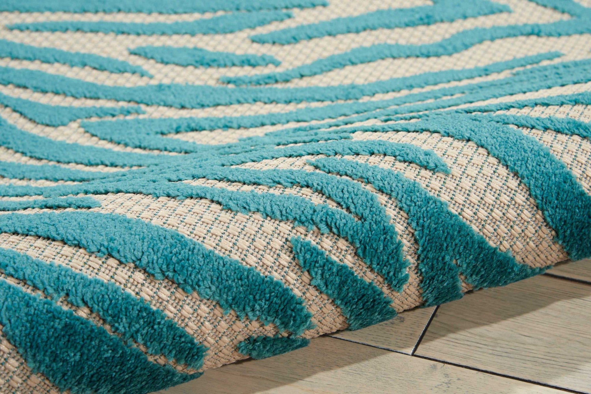3' X 4' Aqua Abstract Indoor Outdoor Area Rug