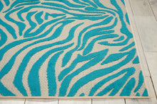 3' X 4' Aqua Abstract Indoor Outdoor Area Rug
