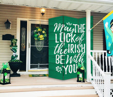 Separador de ambientes de arte irlandés reversible de tres paneles