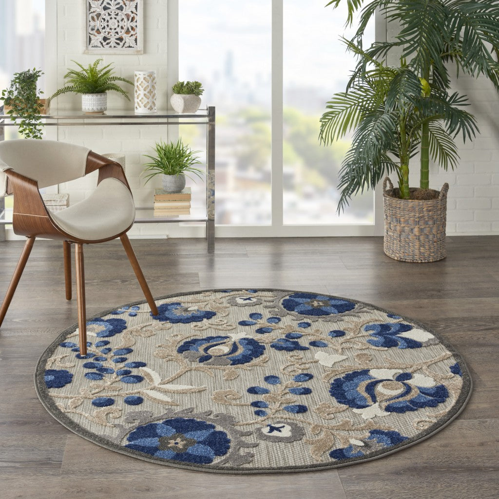 2’ x 12’ Natural and Blue Indoor Outdoor Runner Rug