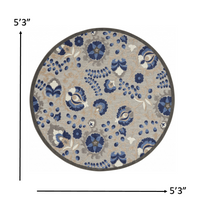 2’ x 12’ Natural and Blue Indoor Outdoor Runner Rug