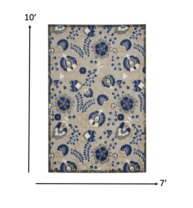 2’ x 12’ Natural and Blue Indoor Outdoor Runner Rug