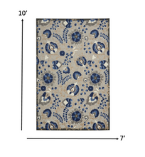 2’ x 12’ Natural and Blue Indoor Outdoor Runner Rug
