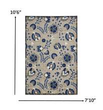 2’ x 12’ Natural and Blue Indoor Outdoor Runner Rug
