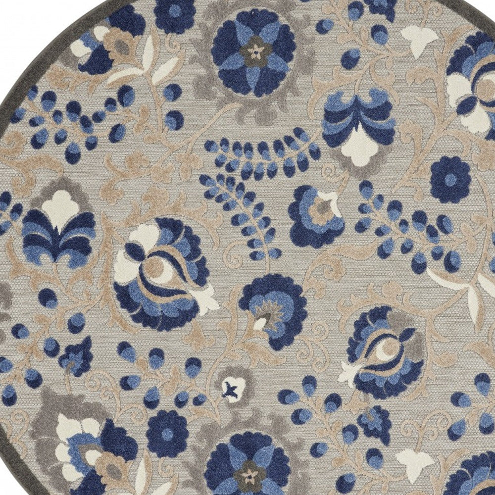 2’ x 12’ Natural and Blue Indoor Outdoor Runner Rug