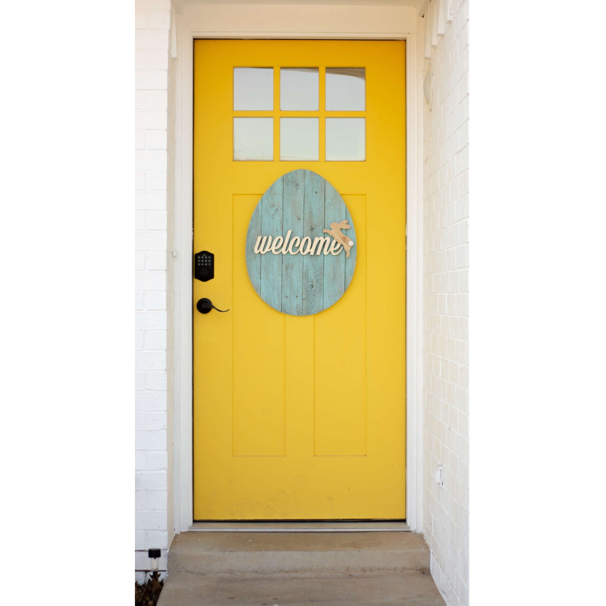 Huevo grande de madera turquesa de granja rústica de 24"