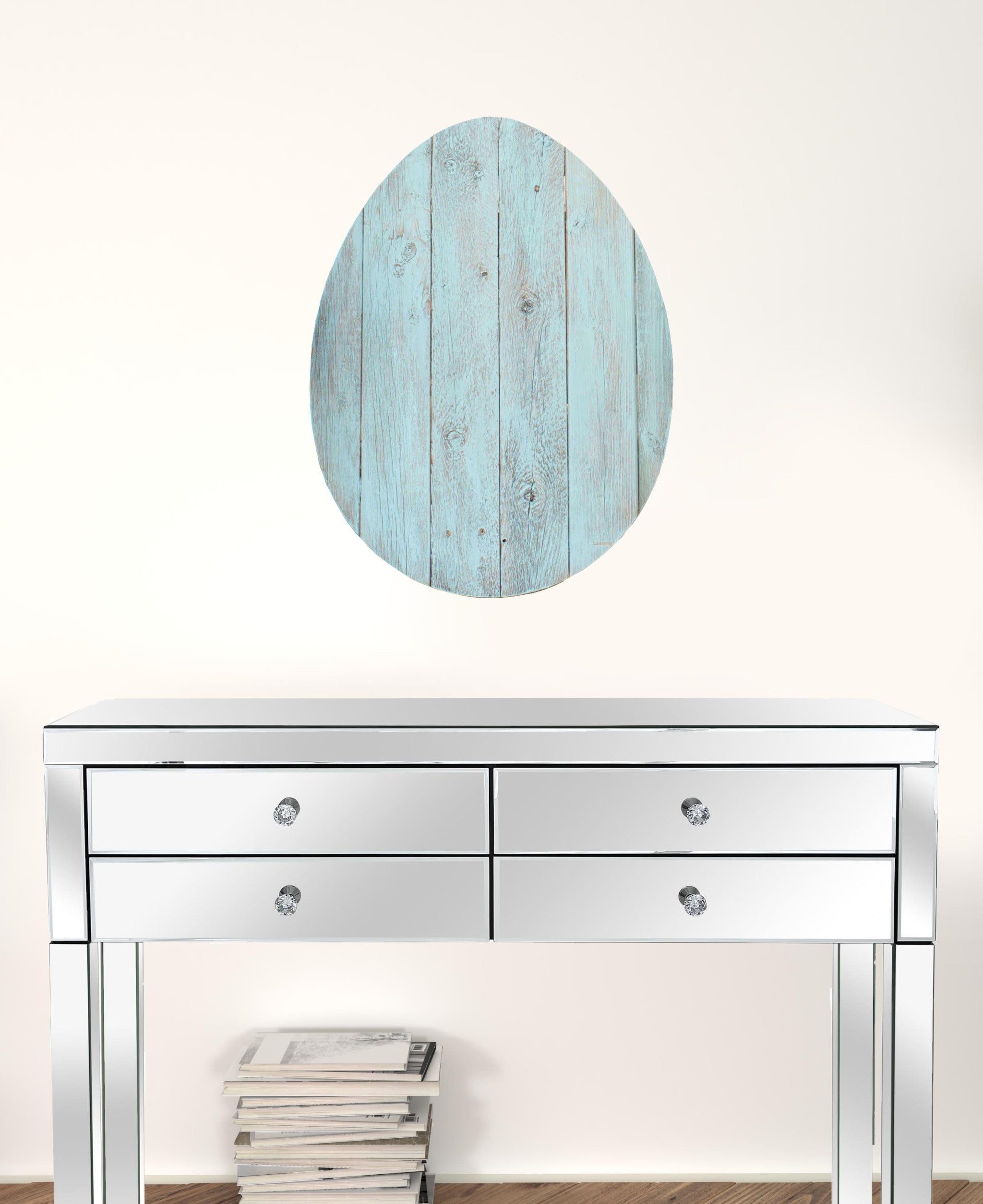 Huevo grande de madera turquesa de granja rústica de 24"