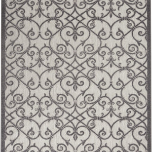3' X 4' Gray Floral Indoor Outdoor Area Rug