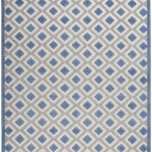 4' X 6' Blue And Gray Geometric Indoor Outdoor Area Rug