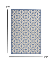 4' X 6' Blue And Gray Geometric Indoor Outdoor Area Rug