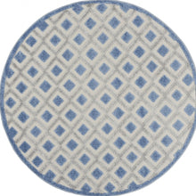 4' X 6' Blue And Gray Geometric Indoor Outdoor Area Rug