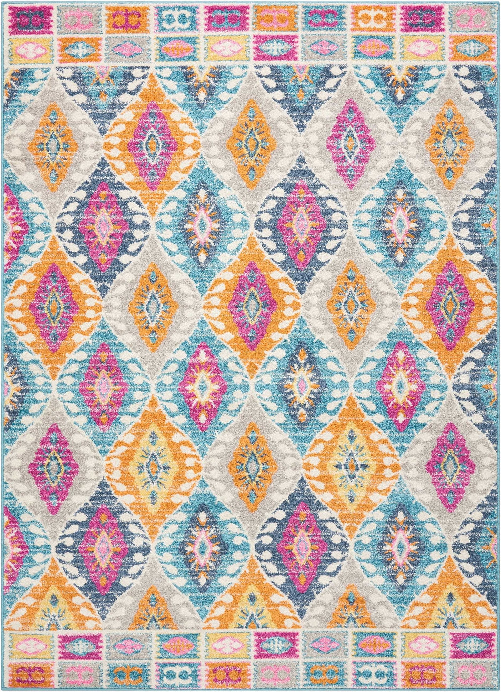 4’ X 6’ Multicolor Ogee Pattern Area Rug