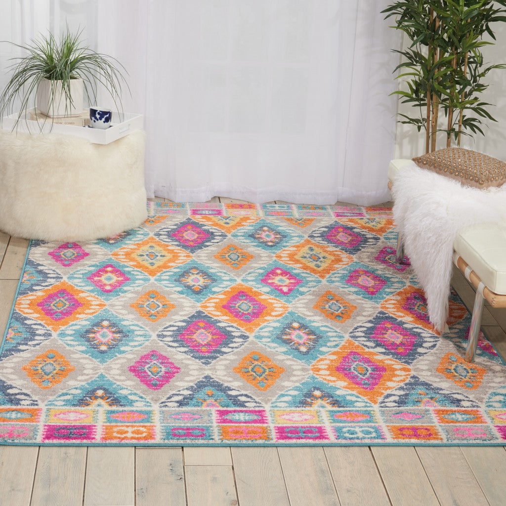 5’ X 7’ Multicolor Ogee Pattern Area Rug