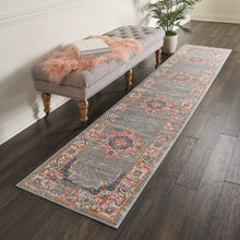 2’ X 10’ Gray And Gold Medallion Runner Rug