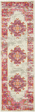 2’ X 6' Ivory And Fuchsia Distressed Runner Rug