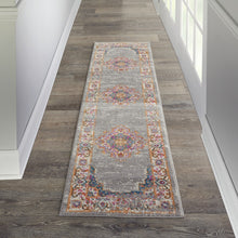 2’ X 10’ Gray And Gold Medallion Runner Rug