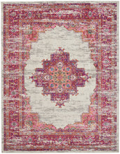 2’ X 6' Ivory And Fuchsia Distressed Runner Rug