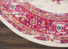 2’ X 6' Ivory And Fuchsia Distressed Runner Rug