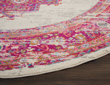 2’ X 6' Ivory And Fuchsia Distressed Runner Rug