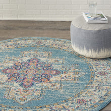 2’X3’ Light Blue Distressed Medallion Scatter Rug
