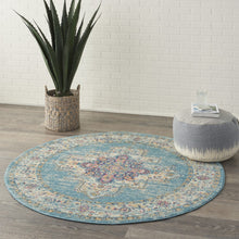 2’X3’ Light Blue Distressed Medallion Scatter Rug