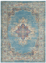 2’X3’ Light Blue Distressed Medallion Scatter Rug