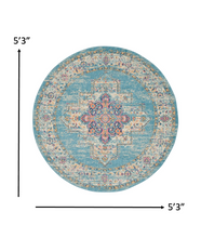 2’X3’ Light Blue Distressed Medallion Scatter Rug