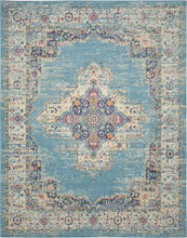 2’X3’ Light Blue Distressed Medallion Scatter Rug