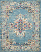 2’X3’ Light Blue Distressed Medallion Scatter Rug