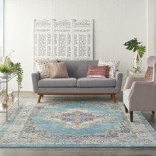 2’X3’ Light Blue Distressed Medallion Scatter Rug