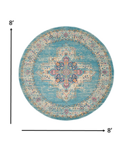 2’X3’ Light Blue Distressed Medallion Scatter Rug