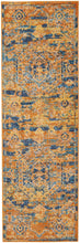 2’ X 6’ Gold And Blue Antique Runner Rug